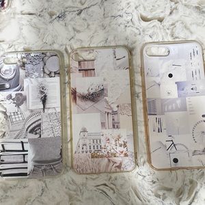 2 white iPhone cases and 1 gray iPhone case